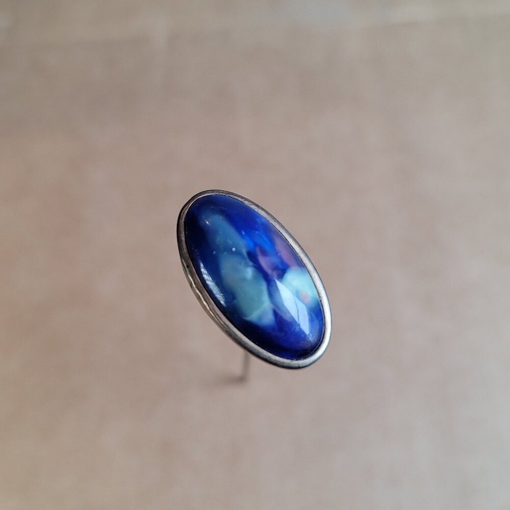 Antique Hat Pin Stick Pin Blue Cabochon Stone Labradorite ?